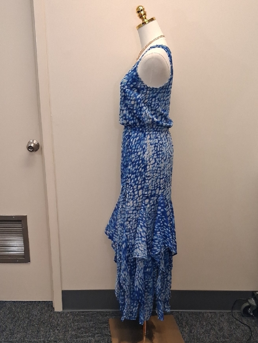 Michael Kors Blue Printed Sleeveless Maxi Dress Size Extra Small - Picture 2 of 9